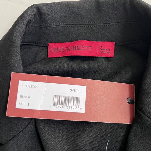 New LOVE SCARLETT Black Belted Longline Sleeveless Blazer Vest Waist Tie SIZE S - Picture 7 of 7